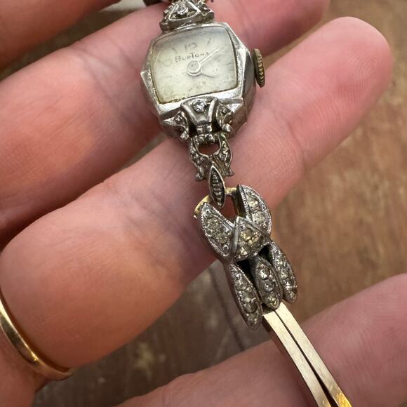 Vintage‎ Burtona Diamond Silver Gold Mechanical Automatic Ladies Wristwatch main image 6